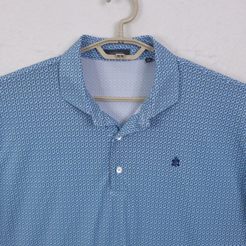 Turtleson Polo Shirt Men XL Blue Paisley Oak Marsh Golf Performance Short Sleeve
